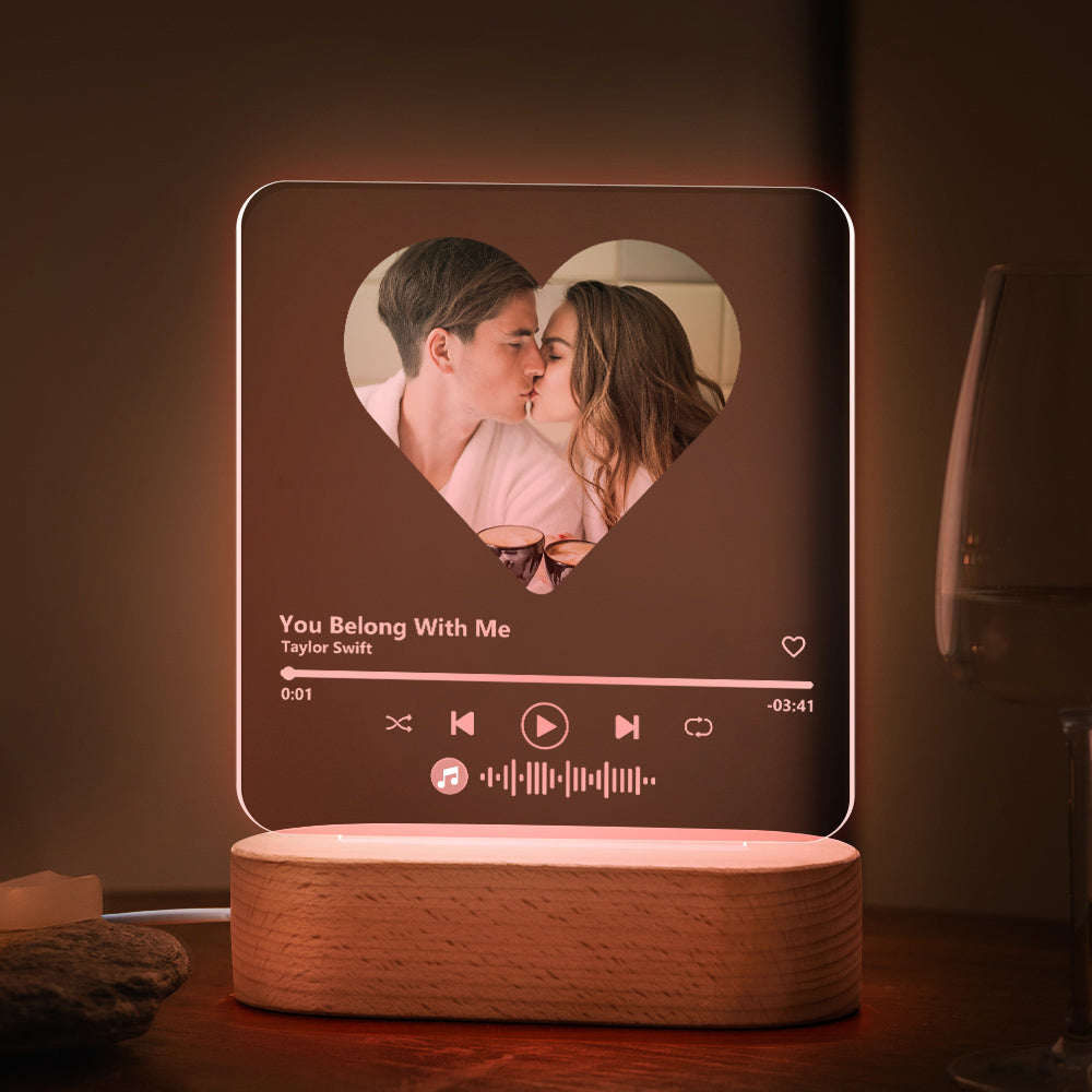 Custom Music Heart Seven Color Night Light