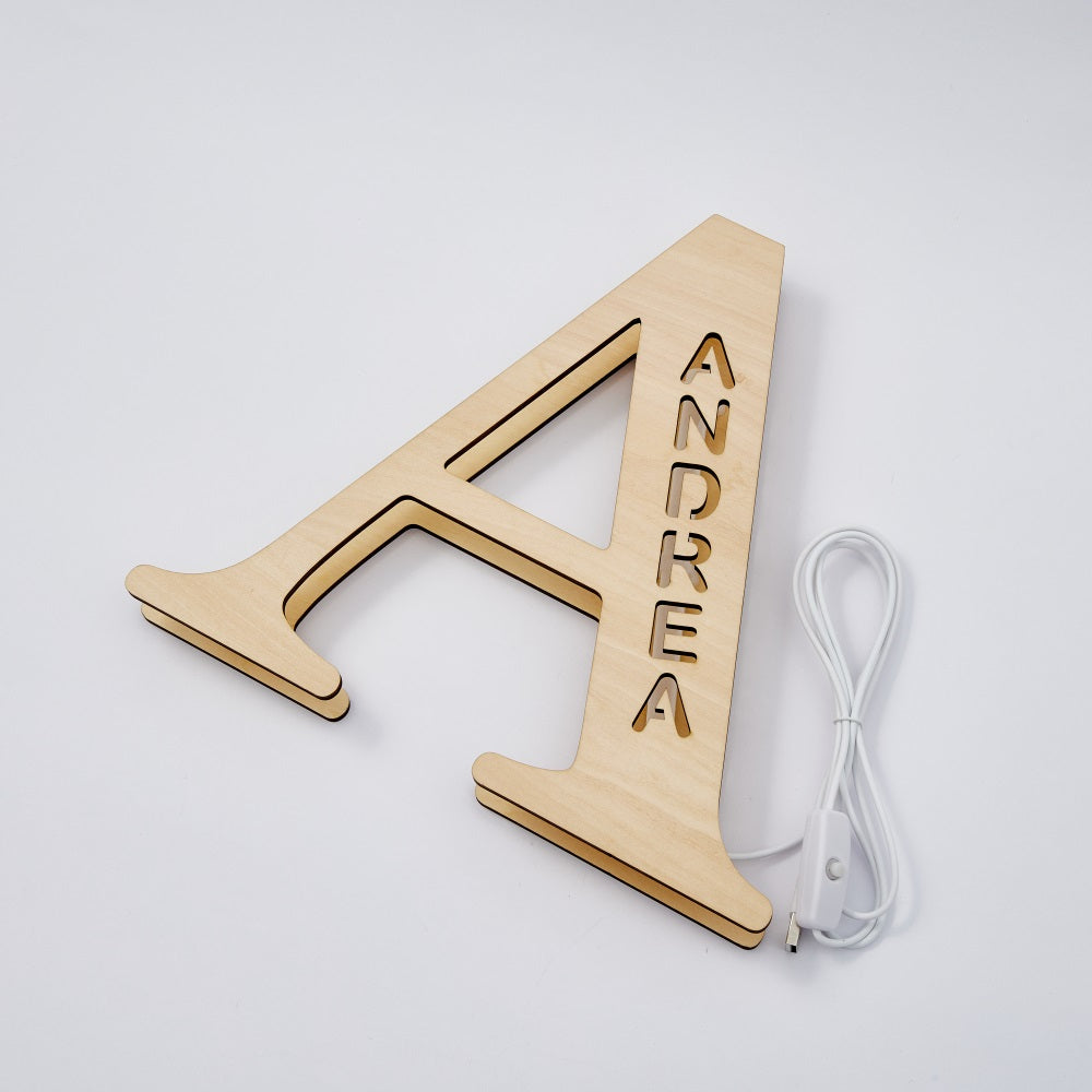 Personalized Wooden Letter Night Light