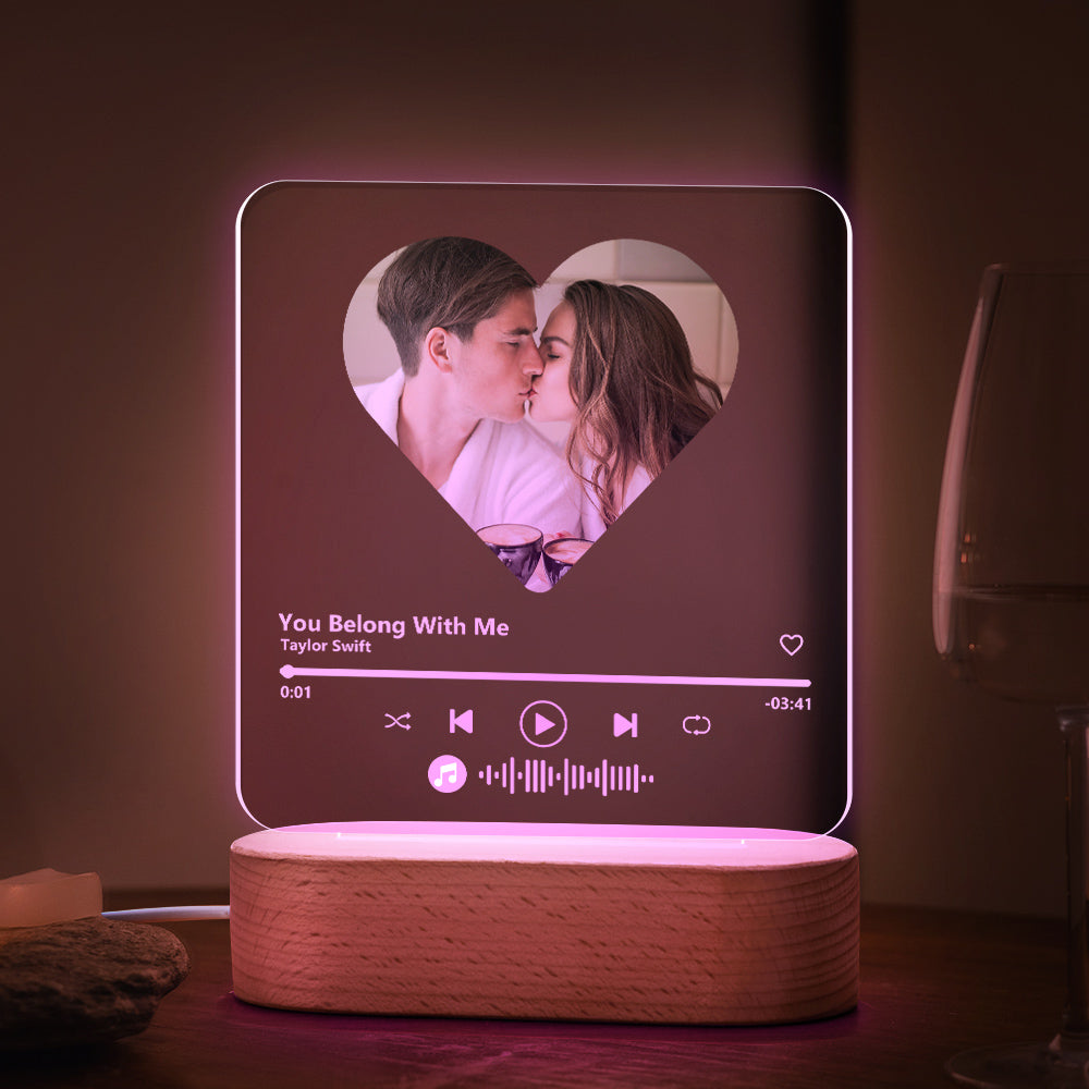 Custom Music Heart Seven Color Night Light
