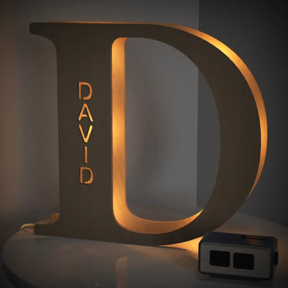 Custom Wooden Alphabet Night Light 19CM
