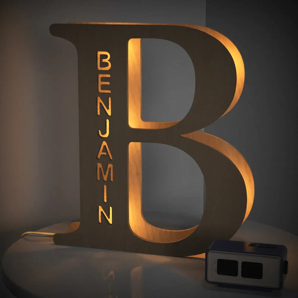 Custom Wooden Alphabet Night Light 19CM