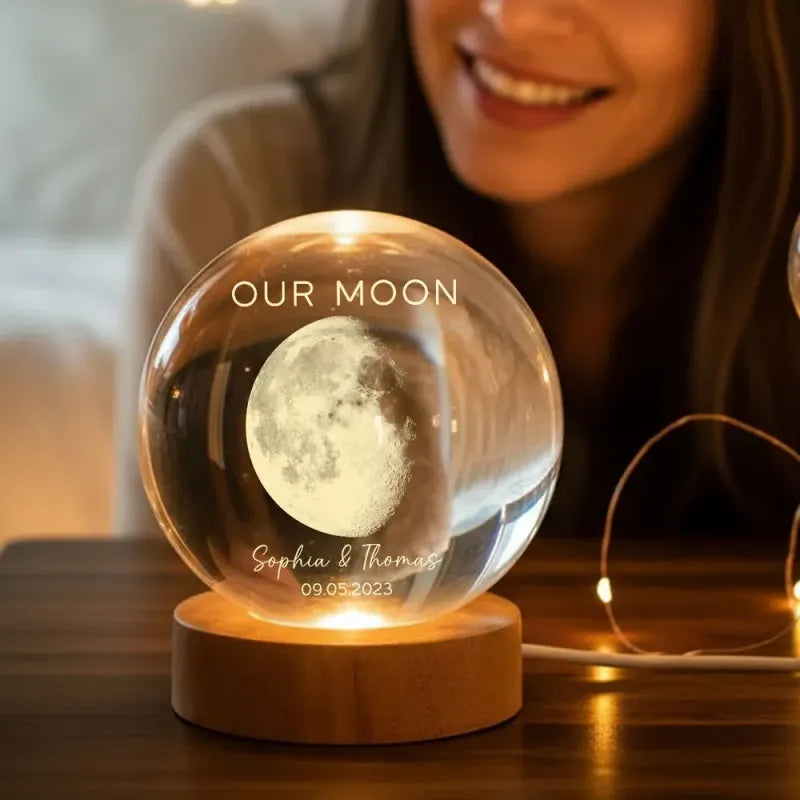 Personalized Moon Phase Crystal Night Light