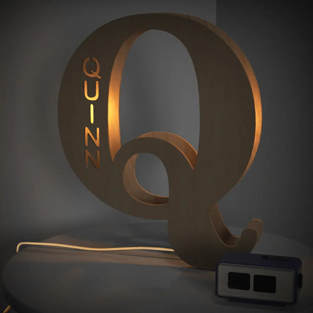 Custom Wooden Alphabet Night Light 19CM