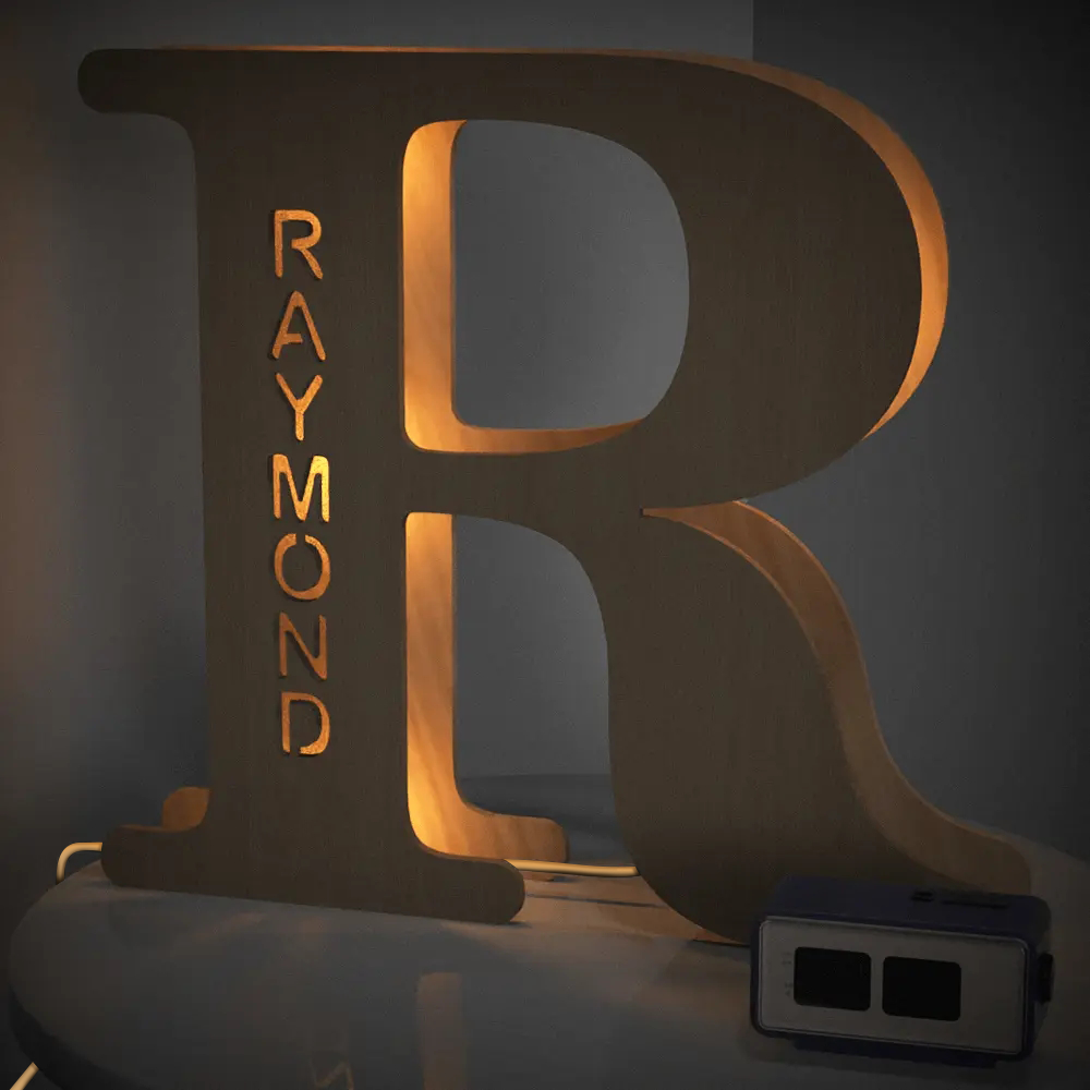Custom Wooden Alphabet Night Light 19CM