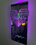 Engraved Affirmation Heart Mirror Light