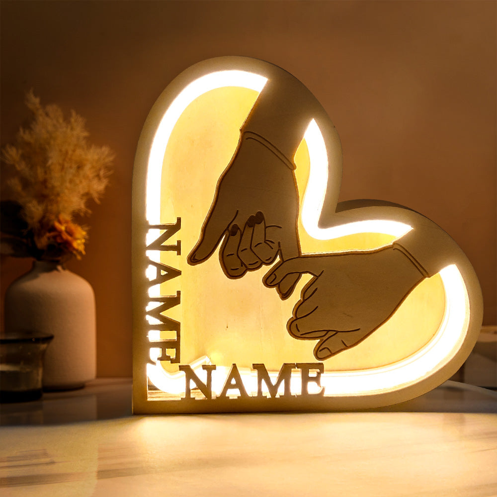 Personalized Wooden Heart Lamp