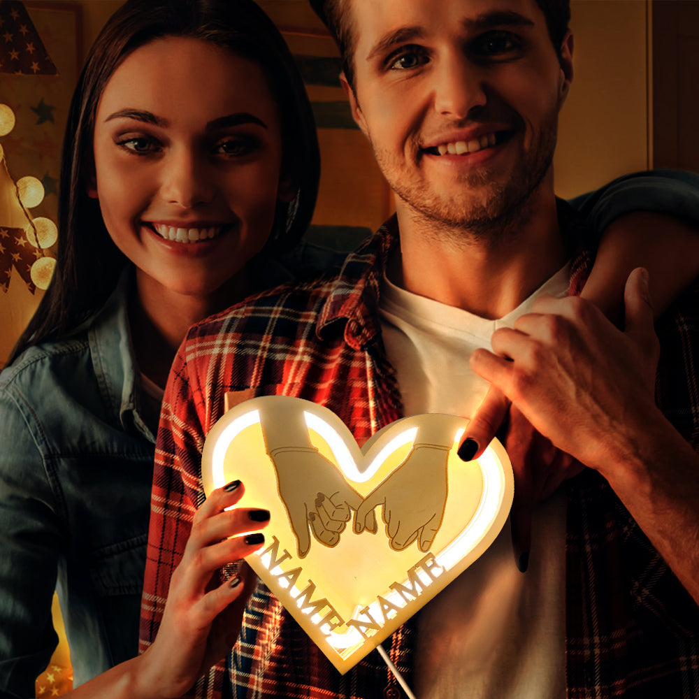 Personalized Wooden Heart Lamp