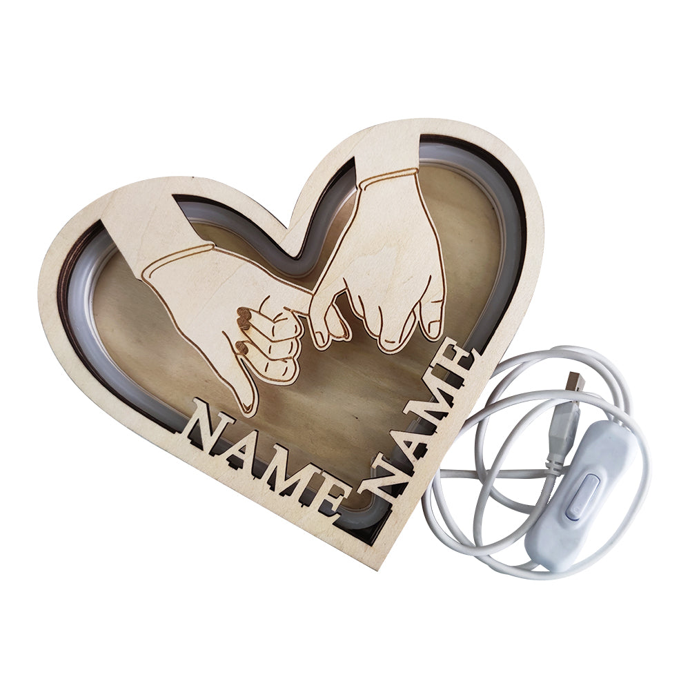 Personalized Wooden Heart Lamp