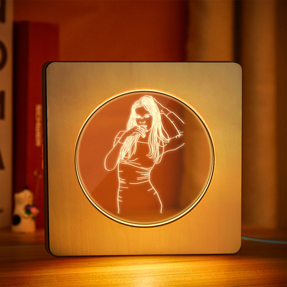 Engraved Photo Wood Frame Night Light