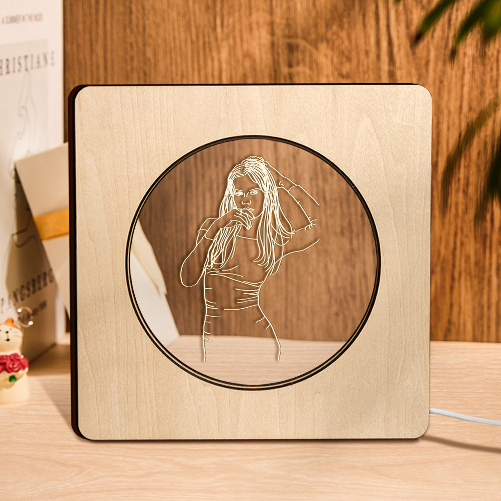 Engraved Photo Wood Frame Night Light