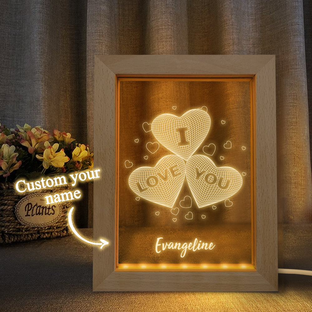 I Love You Wood Frame Night Light