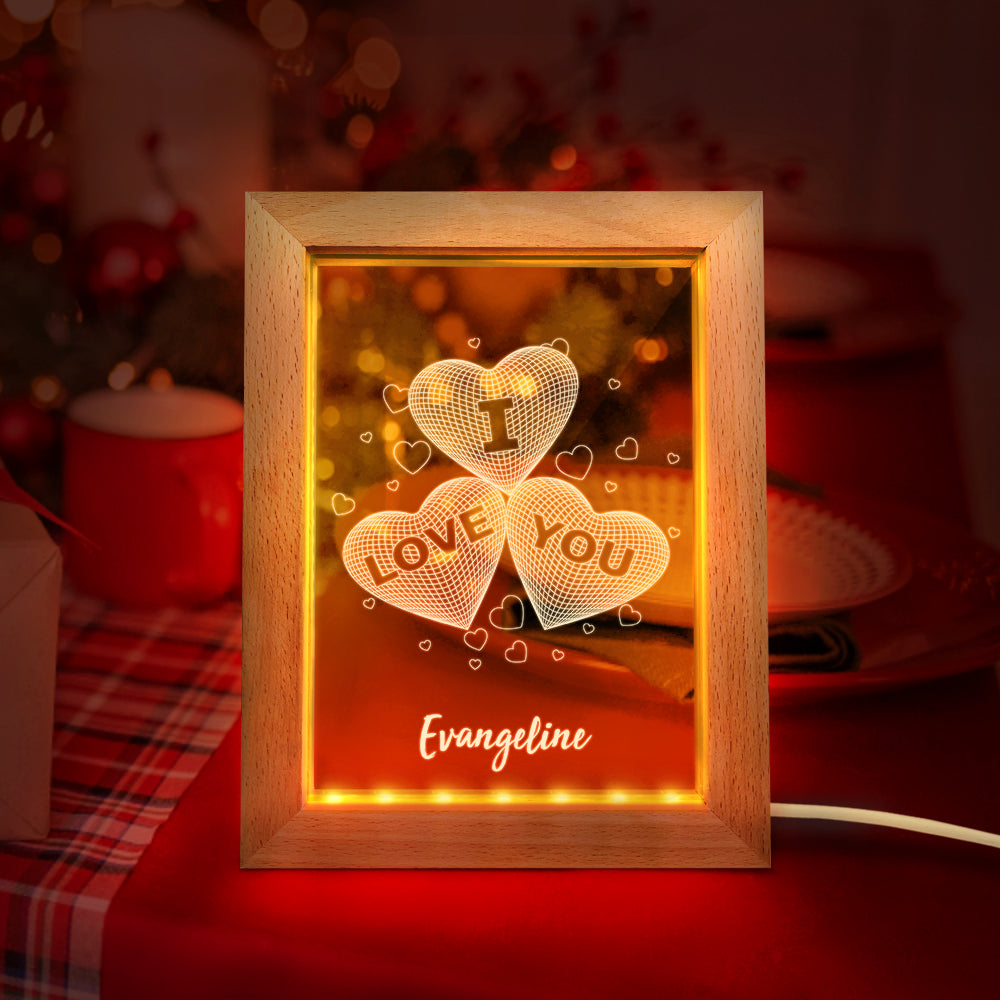 I Love You Wood Frame Night Light