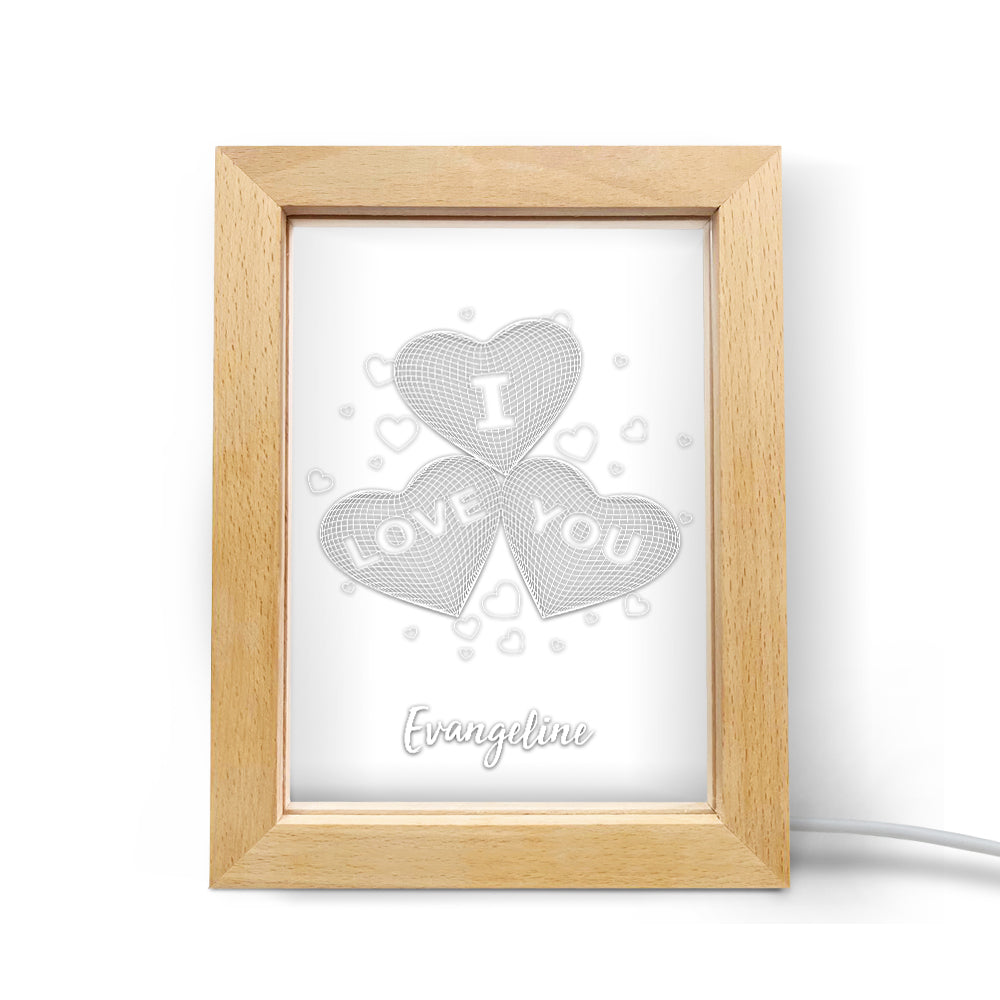 I Love You Wood Frame Night Light