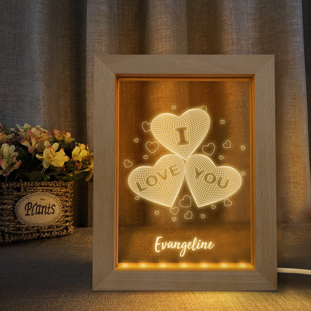 I Love You Wood Frame Night Light