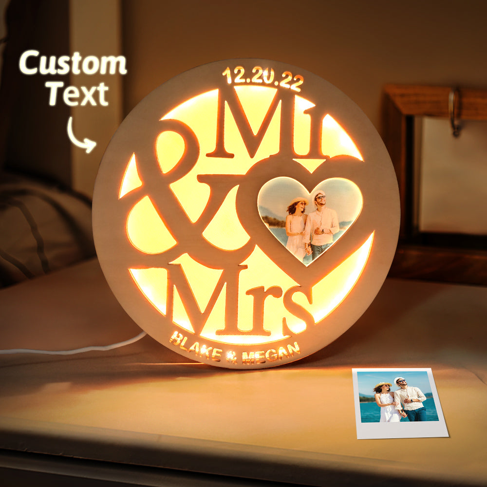 Engraved Photo Wooden Night Light