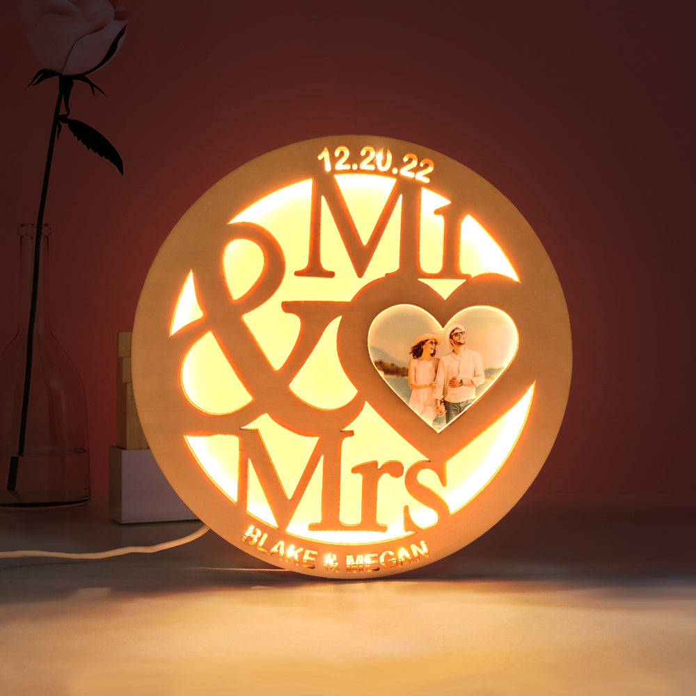 Engraved Photo Wooden Night Light