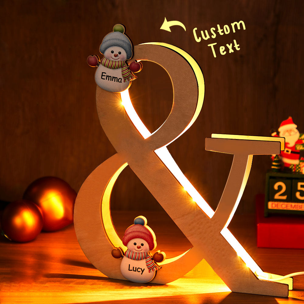 Snowman Family Wooden Night Light