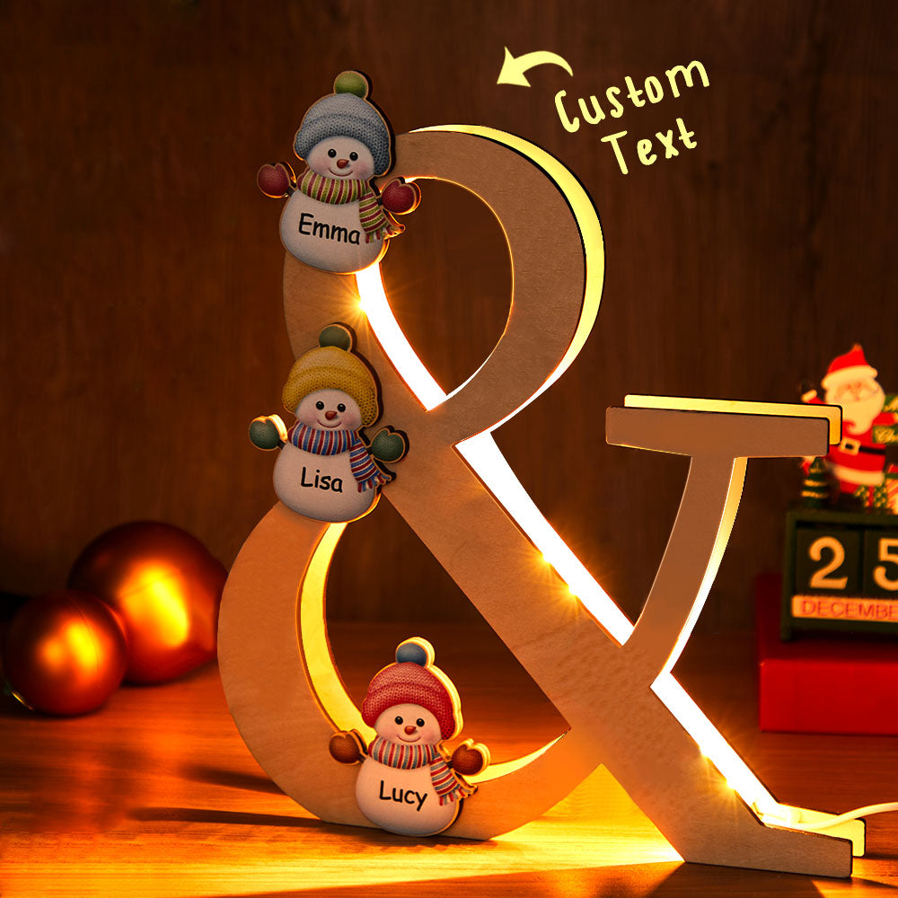 Snowman Family Wooden Night Light