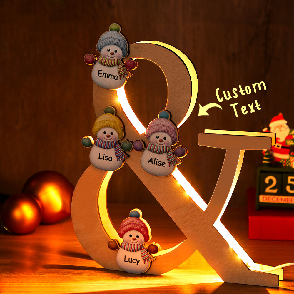 Snowman Family Wooden Night Light