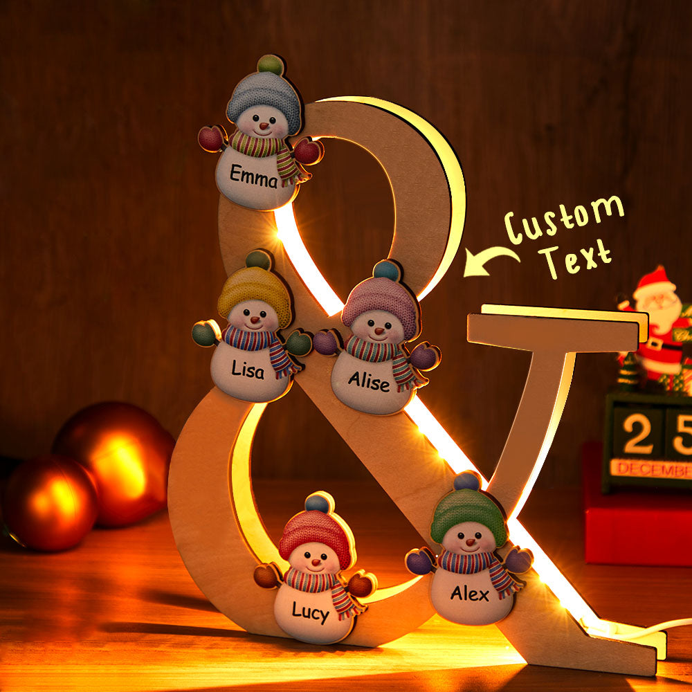 Snowman Family Wooden Night Light