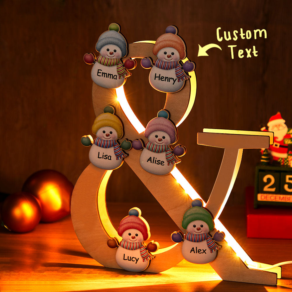 Snowman Family Wooden Night Light
