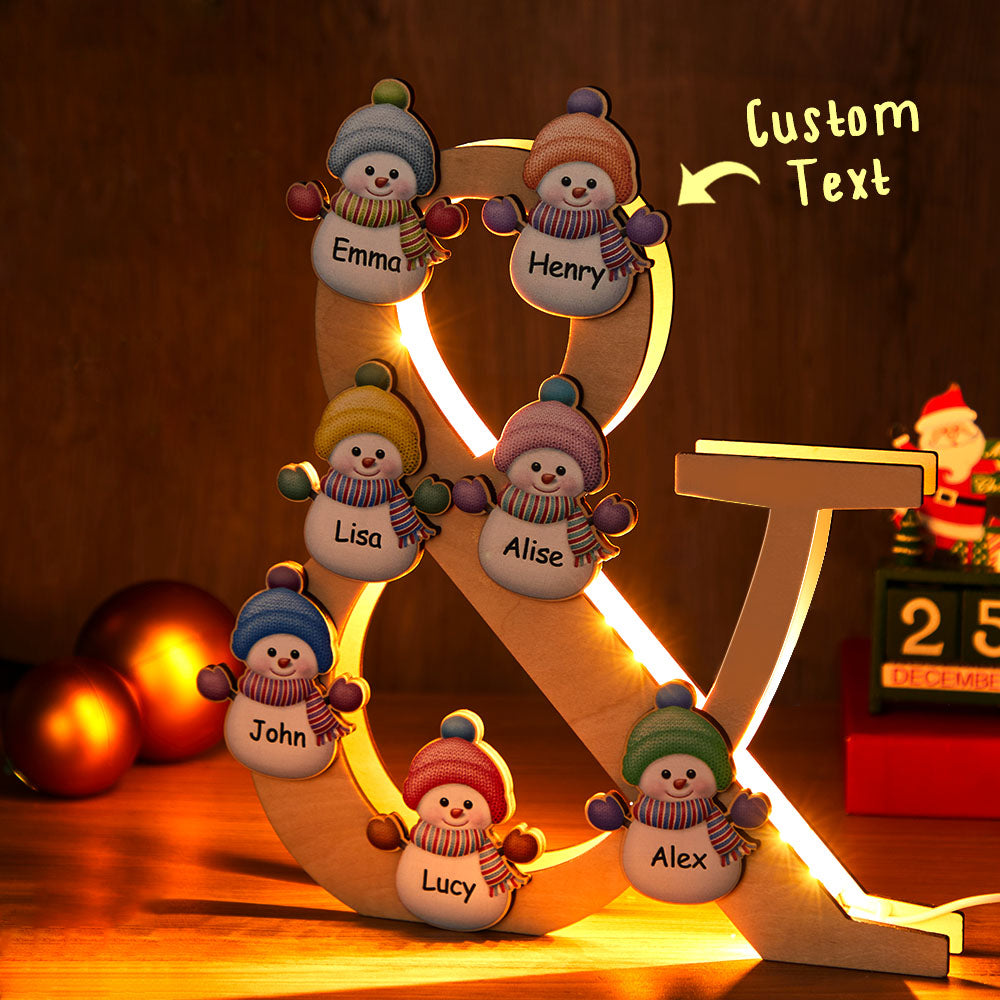 Snowman Family Wooden Night Light