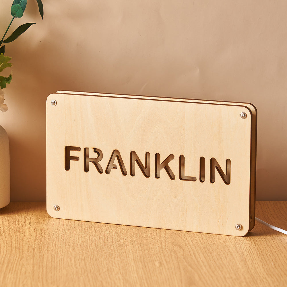 Custom Text Wood Night Light