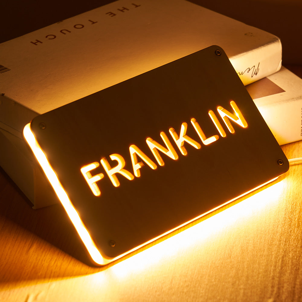 Custom Text Wood Night Light