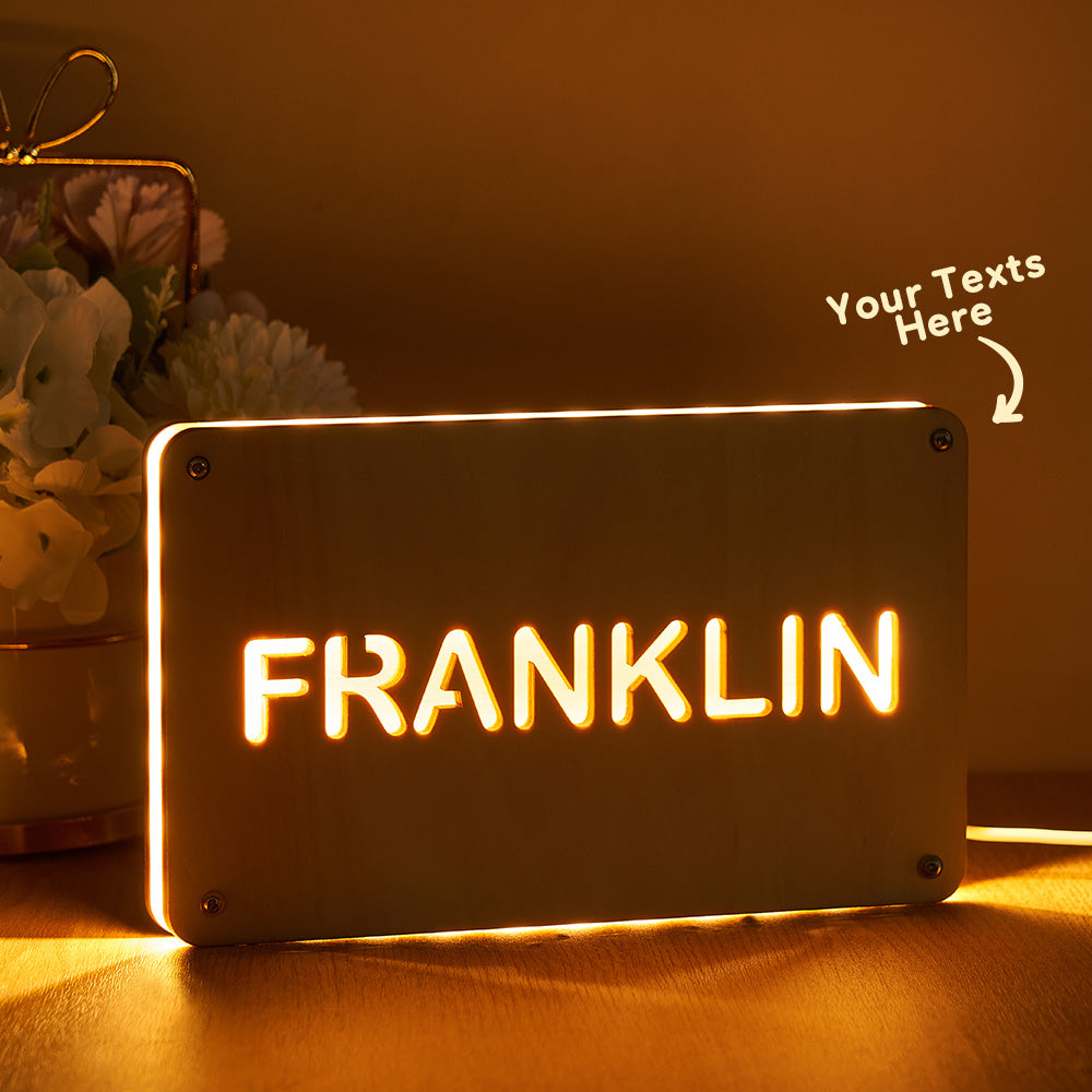 Custom Text Wood Night Light