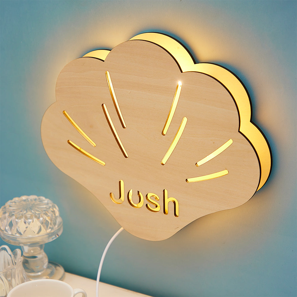 Shell Name Wooden Wall Night Light
