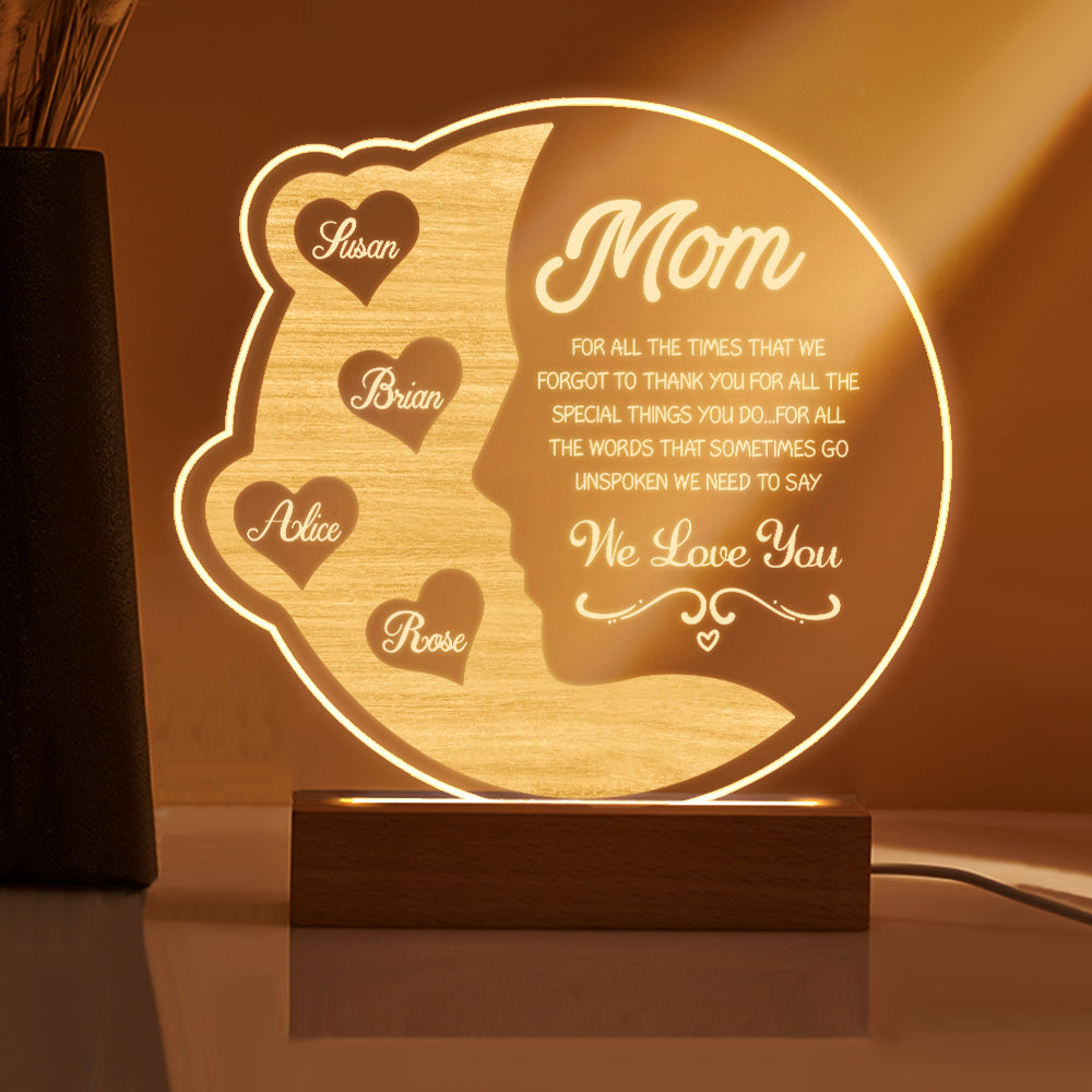 Engraved Crescent Moon Night Light