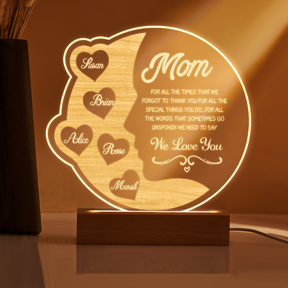 Engraved Crescent Moon Night Light