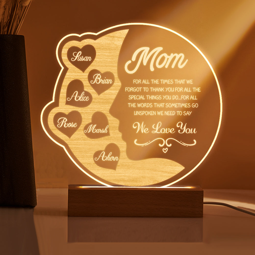 Engraved Crescent Moon Night Light