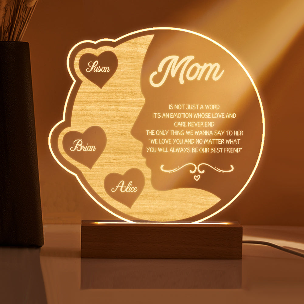 Engraved Crescent Moon Night Light