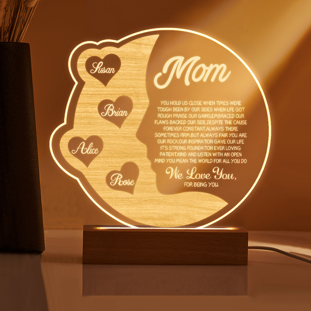 Engraved Crescent Moon Night Light