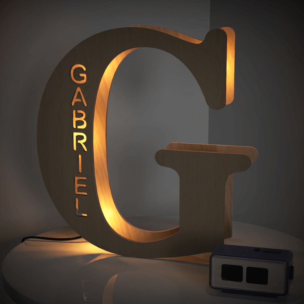 Personalized Wooden Letter Night Light 28CM