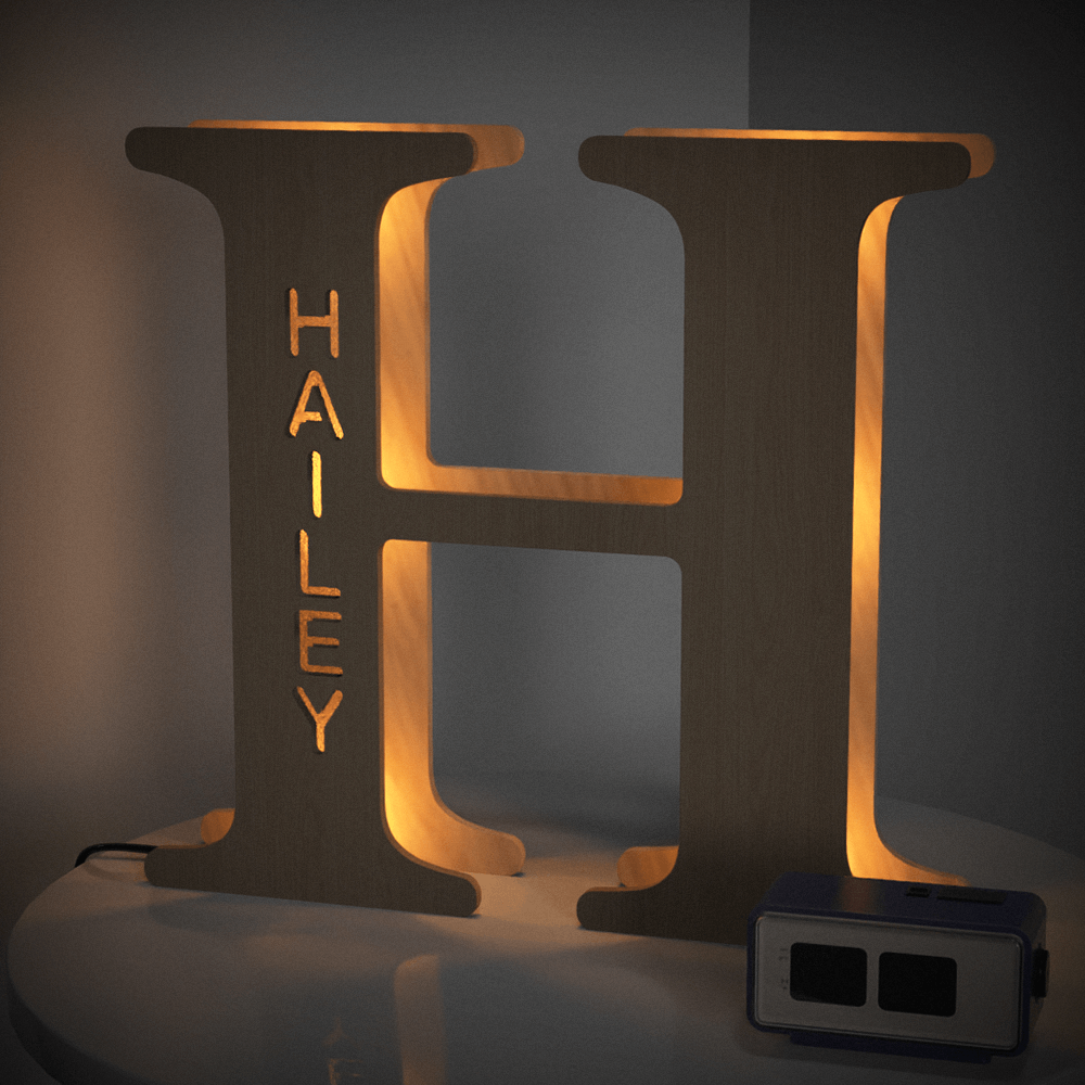 Personalized Wooden Letter Night Light 28CM