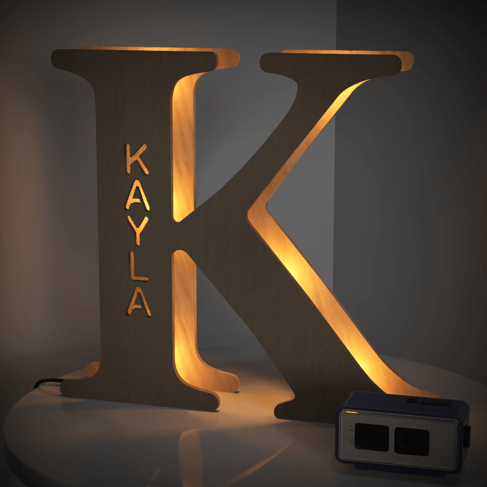 Personalized Wooden Letter Night Light 28CM