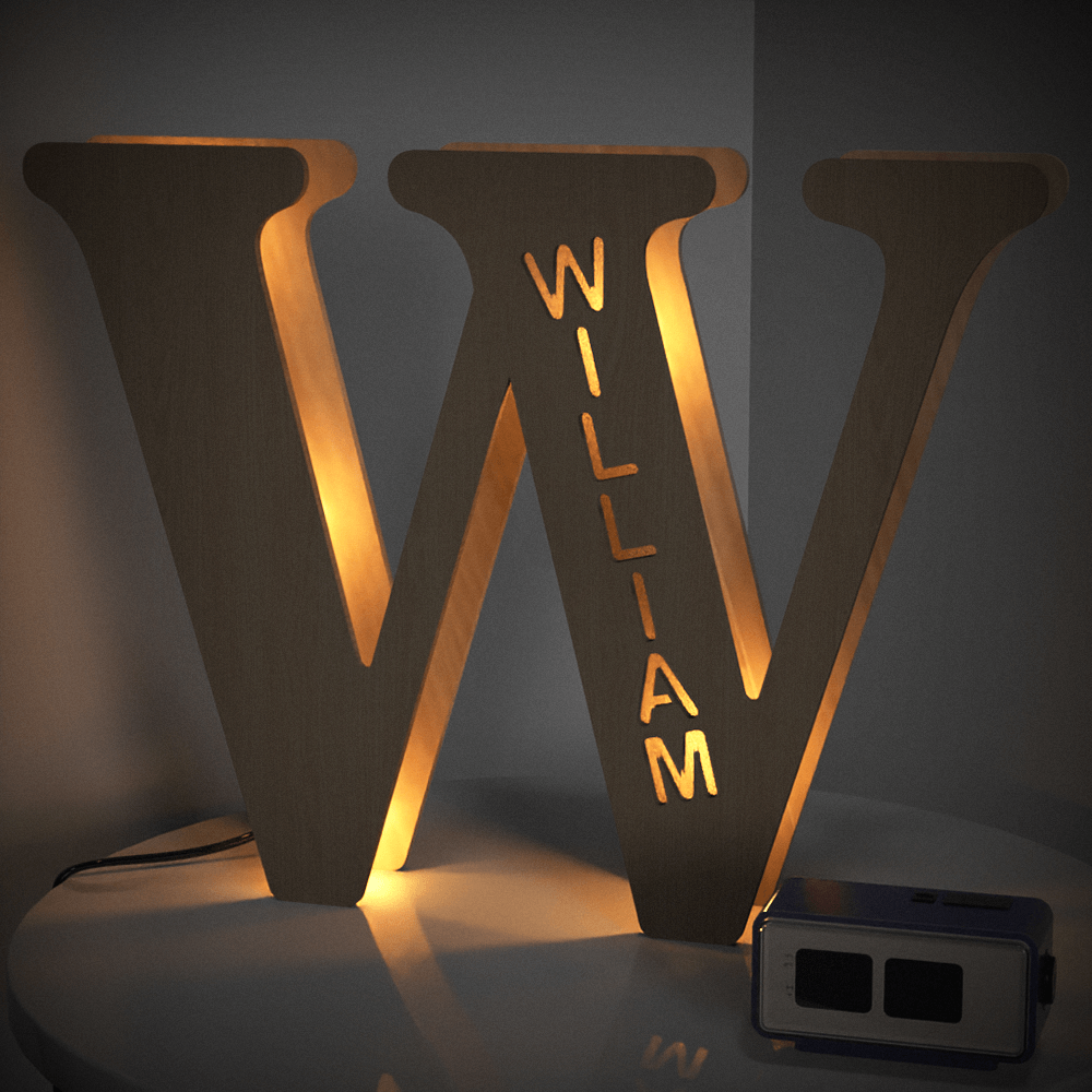 Personalized Wooden Letter Night Light 28CM