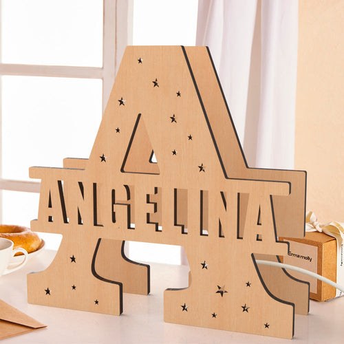 Custom Initial Wooden Night Light