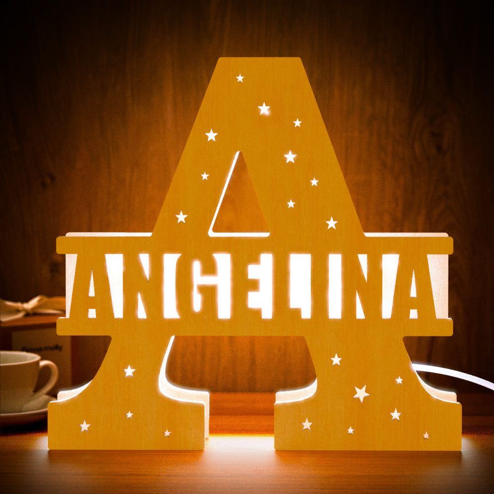 Personalized Initial Wooden Night Light