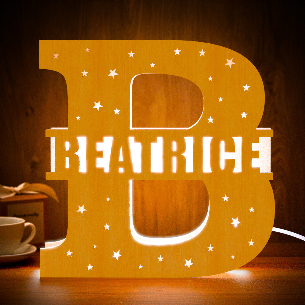 Personalized Initial Wooden Night Light