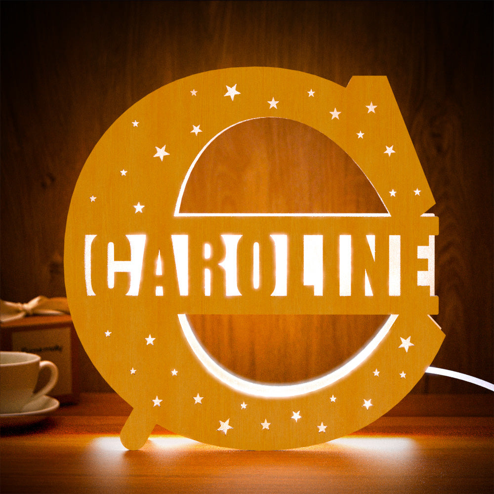 Personalized Initial Wooden Night Light