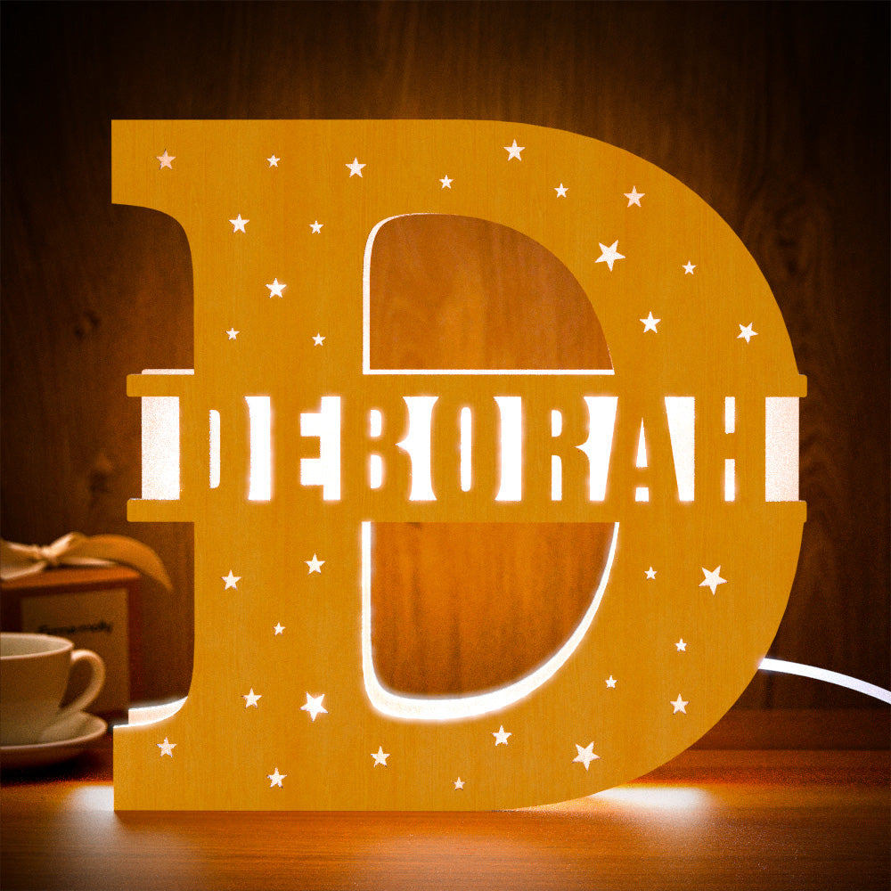 Personalized Initial Wooden Night Light