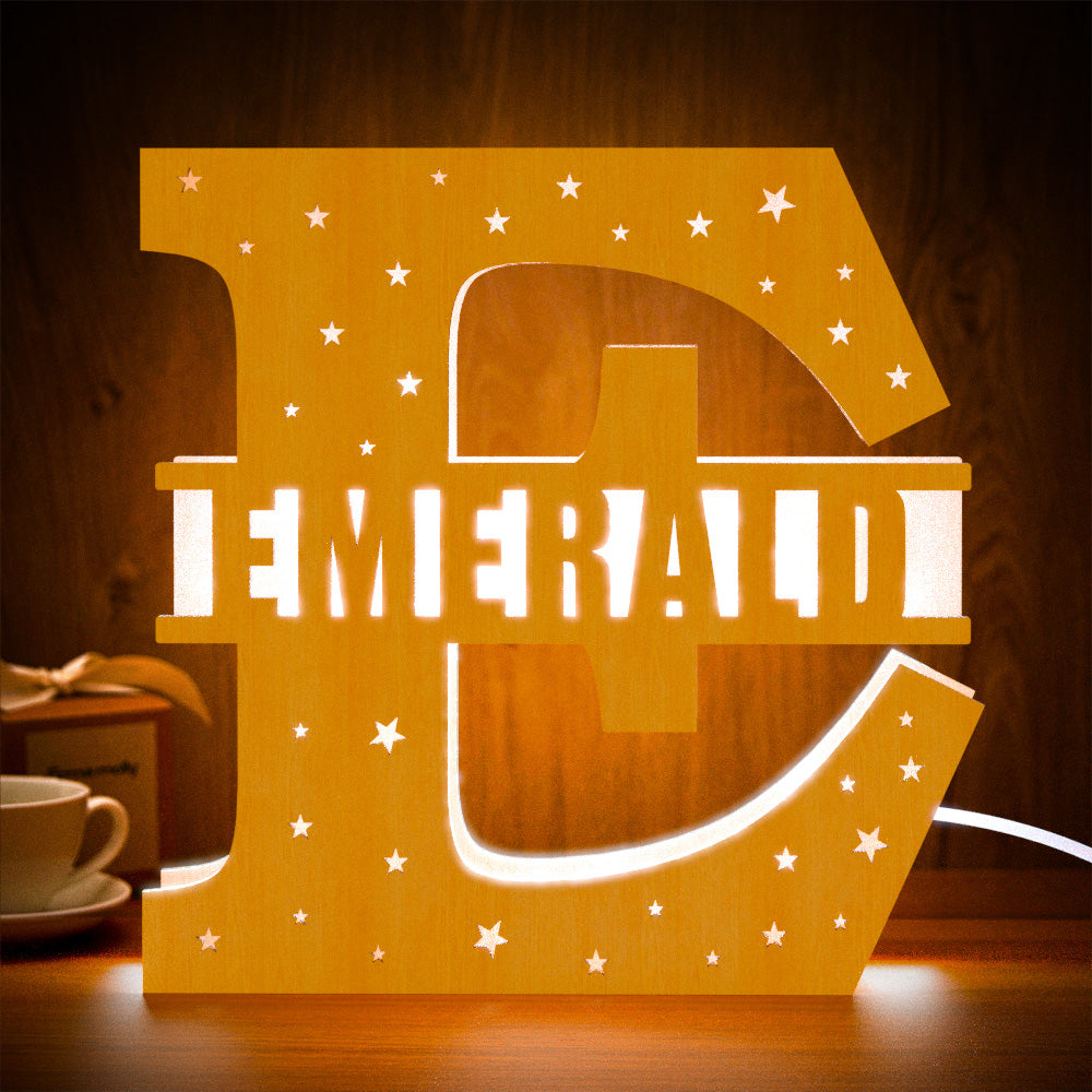 Personalized Initial Wooden Night Light