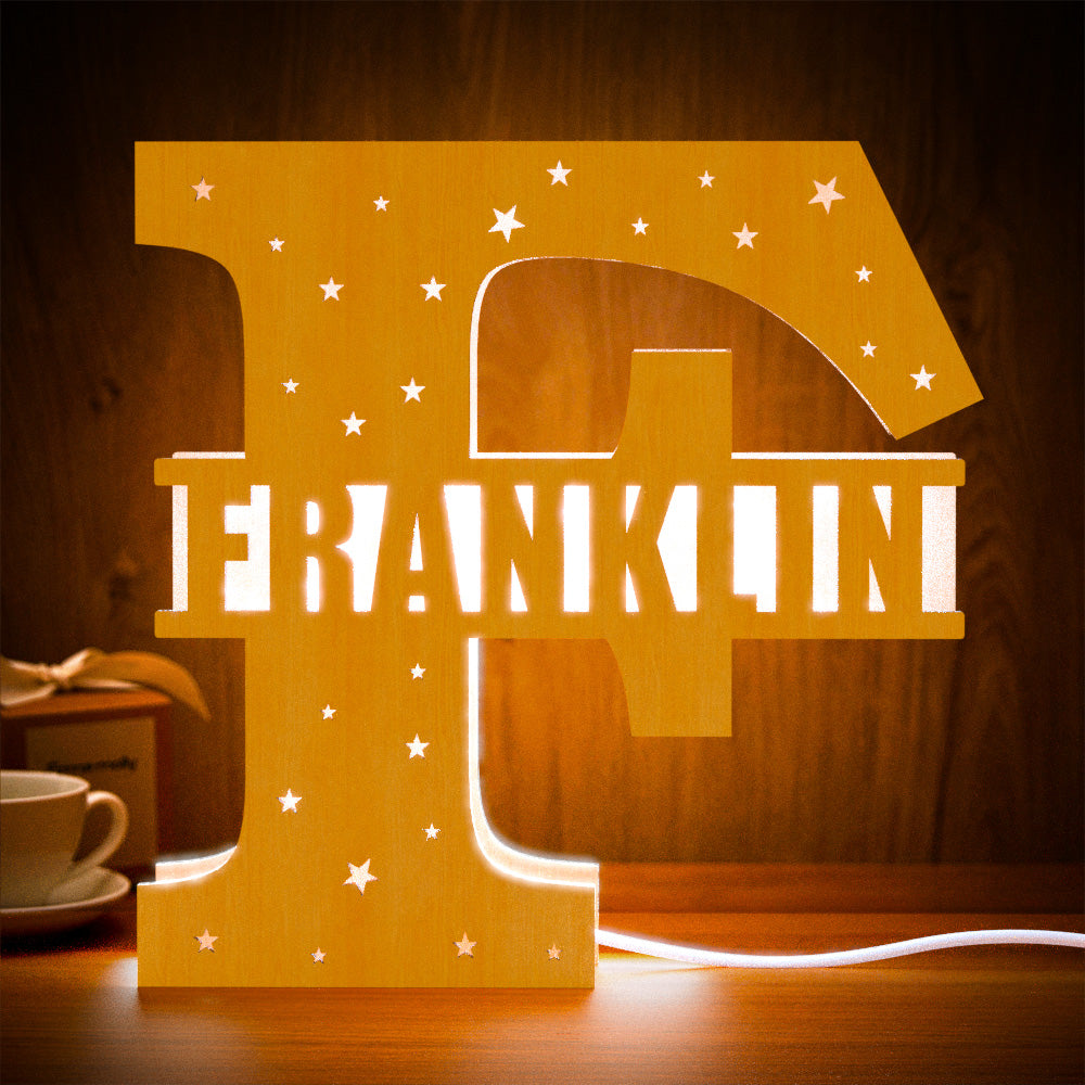 Personalized Initial Wooden Night Light