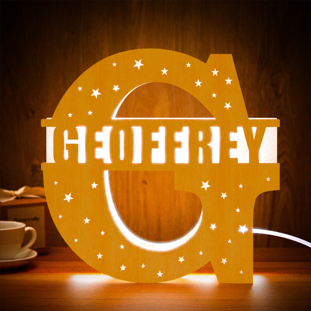 Personalized Initial Wooden Night Light