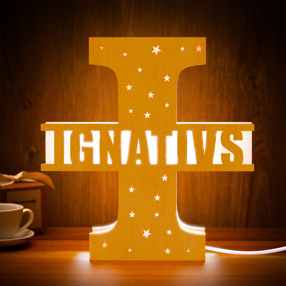 Custom Initial Wooden Night Light