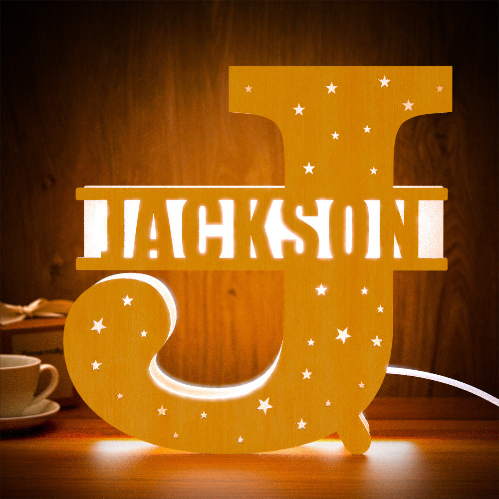Personalized Initial Wooden Night Light