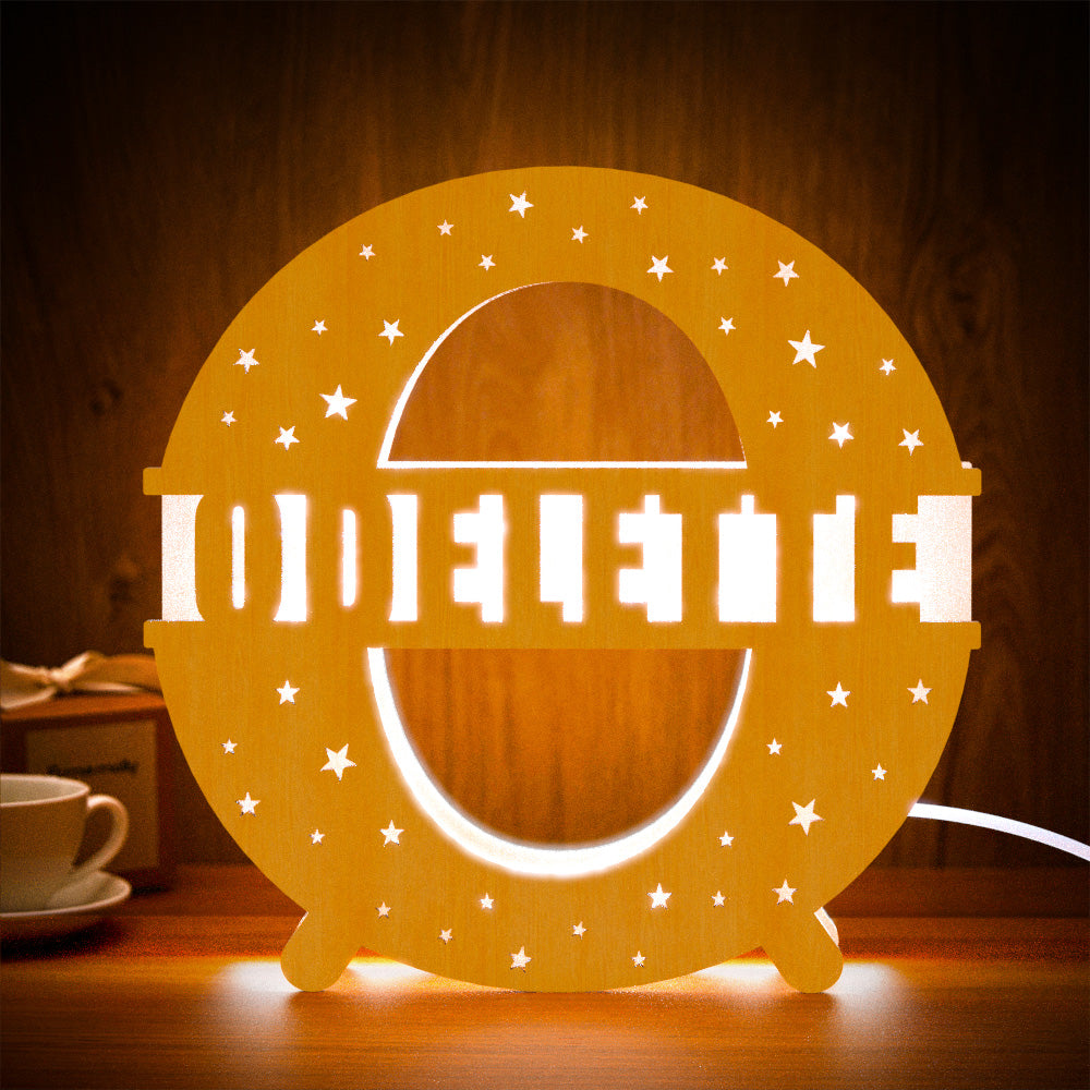 Personalized Initial Wooden Night Light